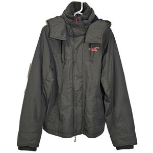 Hollister All Weather Jacket Women's Large Black Nylon Fleece Lined Jacket
